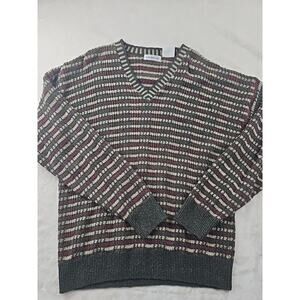 Claiborne Sweater Medium Green Vintage Cable Knit Heavy 80s Made USA Earth Tones